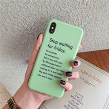 Load image into Gallery viewer, Fashion Matcha green Color Simple Letters Phone Case For iphone XS