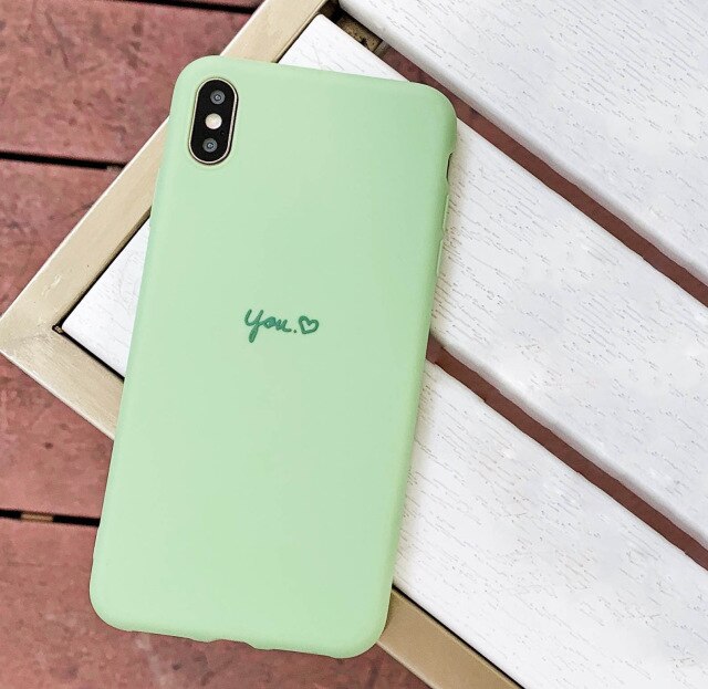 Solid Color Simple letter Print Phone Case For iphone XS