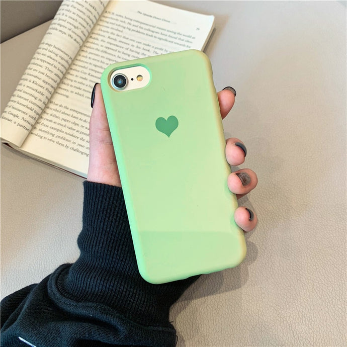 Sliod Color Love Heart Print Phone Case For iphone X