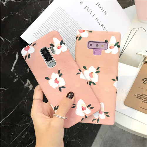 Artistic Flower Phone Case For Samsung S8 S9 S10 plus Case For Samsung Note 8 note 9 S10e Hard Cover Fashion Cute Floral Cases