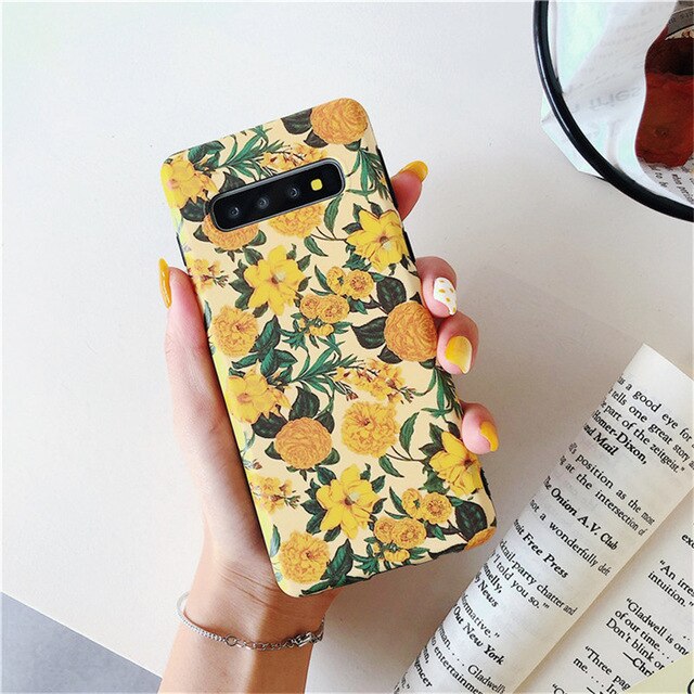 Retro Flowers Phone Case For Samsung S8 S9 S10 plus Case For Samsung Note 8 note 9 Soft Back Cover Fashion Cute Floral Cases