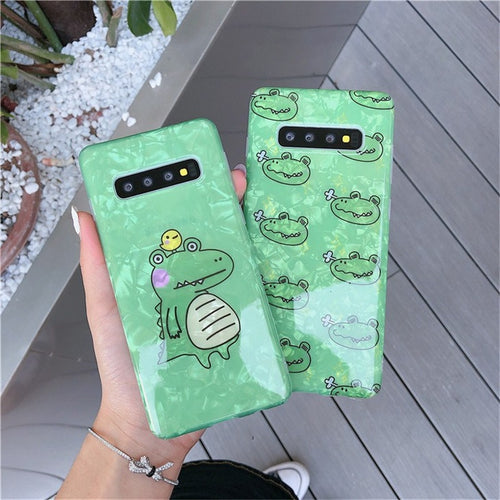 Cute Crocodile Phone Case For Samsung S8 S9 S10 plus Case For Samsung Note 8 note 9 Cover Fashion Cartoon Conch Shell Soft Cases